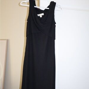 Michael Kors Black Ribbed Midi Dress
